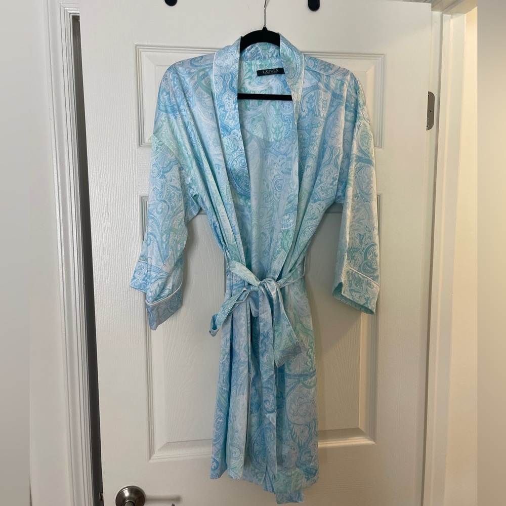 Ralph Lauren Blue and White Robe size S NWOT